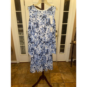 Women's Eliza J Dress, Blue & White, Size 18W